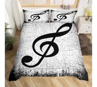 3D Music Notes Theme Single Duvet Cover Set Musical Notes Bedding Single Bed Set Soft Breathable Microfibre Quilt Cover 135x200 with Zipper Closure and 2 Pillowcases A-1962