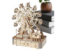 3D Musical Ferris Wheel Model - Wood 183 Pieces DIY Kit with LED | Creative Mechanical Puzzle Stress Relief for Adults and Teenagers | Hobby Gift Idea for Home and Christmas