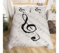 3D Musical Note King Duvet Cover Sets Bedding Set Soft Microfiber Quilt Covers 230x220 cm with Zipper Closure and 2 Pillowcases 50x75 cm for Adults c1949