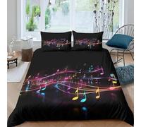 3D Musical Note Print Bedding Set Colorful Patterns Duvet Cover Soft Brushed Microfiber Quilt Cover with Zipeer Closure and 2xPillowcases 50x75cm for Teens Adults (Double 200x200cm) g-1168