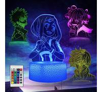 3D My Hero Academia Lamp, 3D Illusion Anime Lamp4 Patterns and 16 Color Change Decor Lamp with Remote Control, Boys Girls Birthday Gifts