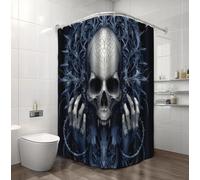 3D Mysterious Skull Shower Curtain, Gothic Thorns Printed Bathroom Curtain, Cobalt Blue Shower Curtains With Hooks Waterproof Washable Anti-Mould Polyester Fabric 220X200Cm (86"X78")