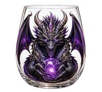 3D Mythic Dragon Glass Art Cup Medieval Dragon Whiskey Glass Bar Decor，Purple