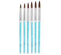 3D Nail Art Brushes Se, 6-Piece Nylon Nail Art Brush Set for DIY Flower Patterns with Nail Painting Brush Nylon Hair Nail Brush with Rhinestone Handles
