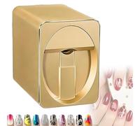 3D Nail Art Digital Mobile Printer,Intelligent 3D Nail Printing Robot Nail Art Printing Machine,Professional Nails Art Equipment for Beauty Personal Care for Girls' Home Nails(Gold)