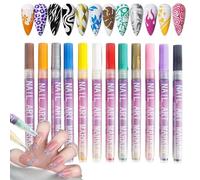 3D Nail Art Pen Set, 12 Colors Quick-Dry Nail Polish Pens with 0.5mm Ultra-Fine Tip, Vibrant & Long-Lasting Formula for DIY Design, Salon-Quality Painting Kit for Home Manicure