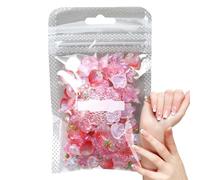 3D Nail Charm, 1cm Mixed Centimeter Sized Decorative Piece | Pink Sweet Resin Strawberry Rabbit Bow Jewel 30g, Sparkling Stylish Manicure Accessory Set for Crafting Cute Nails