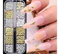 3D Nail Charm - Glitter Sequins for Nails,Holographic Glitters & Silver and Gold Nail Art Supplies Kit - Star,Leaf,Square and Dot Nails Charms & Sparkles for Nails Art Decorations Design DIY Crafts