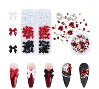3D Nail Charms,2 Boxes Pearl Flower Bow Nail Charms and Gems,Resin Nail Art Decoration Nail Rhinestones for Women Girls Manicure Design Jewelry Accessories DIY Crafts