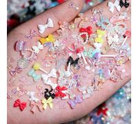 3D Nail Charms, 400 Pcs Lollipop Butterfly Flower Bear Bow Heart Nail Rhinestones Gems, Multi Shapes Nail Art Charms, Nail Pearls for Nail Art Decoration Jewelry Accessories DIY Crafts