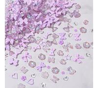 3D Nail Charms,400PCS Multi Shapes Flower Flower Bow Bear Moon Heart Nail Art Charms Nail Rhinestones Charms,Resin Nail Charms for Nail Art Decorations DIY Crafts Jewelry Accessories (Purple)