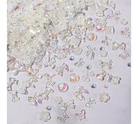 3D Nail Charms,400PCS Multi Shapes Flower Flower Bow Bear Moon Heart Nail Art Charms Nail Rhinestones Charms,Resin Nail Charms for Nail Art Decorations DIY Crafts Jewelry Accessories (Aurora)