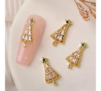 3D Nail Charms Christmas Snowflake Jewelry Metal Studs Art Rhinestones Santa Bell Sock for Manicures Tips Christmas Nail Rhinestones and Pearls