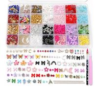 3D Nail Charms - Cute Nail Gems & Y2K Nail Rhinestones - 28 Styles Star Butterfly Bow Moon Charms Flower Pearls - Variety Nail Jewels for Women DIY Nail Art