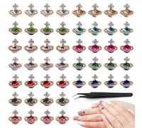 3D Nail Charms Gems for Nail Art - 48PCS Colorful Planet Nail Rhinestones Jewellery Nail Diamond Gems for Girls Women Art Charms Decoration Nail Jewelry Accessories DIY Crafts