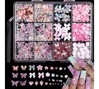 3D Nail Charms Kit with 500 Pieces - Multi-Shape Nail Art Decorations: Including Bows, Butterflies, Crystal Diamonds, Flowers, and Roses- Includes Tools - for DIY Nails, Crafts, Women & Teen Girls