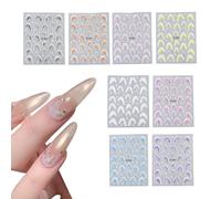 3D Nail Decals - Sticker Collection Eight Sheets, Raised Texture Elegant Nail Styling Elements, Simple Peel Apply Beauty Decoration Set | Creative aet Solution for Girls Women Home Salon Design