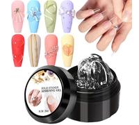 3D Nail Gel - 3D Waterless Molding Glue - French Tip Styling Gel | for Manicure Pedicure French Tips Rhinestone Flower Charm Stamping Home Travel Women Girls Salon