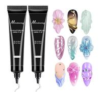 3D Nail Gel for Nail A-rt, 15ml Sculpting Gel Nails Glue for Nails Charm, 2 Pack No Wipe Clear Sculpting Ge-l Polish, 5D Embossed Candy Molding Ge-l N-ail Decoration, 4 in 1 No Wipe Glue for Drawing