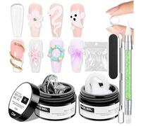 3D Nail Gel, Non Stick Fingernail Design Sculpture Hard Building Gel, Extension Kit For Beginners Professionals Beauty Salon Use Women Girls Brides Mothers Students Home DIY Nails Craft