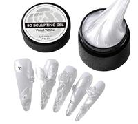 3D Nail Gel - Pearl White 3D Sculpting Gel for Nail Decoration,Smooth Flower Carving Extension Modeling Beauty Charm Sculpture Manicure Products for Beginner Salon Home Professionals