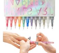 3D Nail Pen Collection 12 Colours - Manicure Markers for Line, and Sticker Creations | Christmas and Holiday Tools | Quick Drying Manicure Pens for