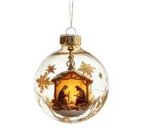 3D Nativity Scene Christmas Sphere Ornament With Religious Design - 8cm Elegant Festive Hanging Ball For Tree, Home Decor, Car, Celebration, ABS Decorative Pendant