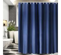 3D Navy Blue Shower Curtain Mould Proof Resistant Extra Long Shower Curtains 180 x 200 cm Drop Wet Room Waterproof Washable Fabric Dark Blue Bathroom Curtains with 12 Hooks e-4309