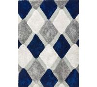Origins 3D Geo Shaggy Navy Carved Rug 80 x 150cm - Size: 80 x 150 x 4cm - Blue - Wilko