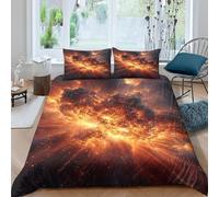 3D Nebula Explosion Super King Duvet Cover Sets Cosmic Theme Double Bedding Set Warm Comfort Microfiber Quilt Cover Size 220x260 cm with 2 Pillowcases 50×75 cm E-5682