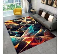 3D Neon Line Game Decorative Rug, Modern Cool Crystal Style Non-Slip Rugs for Teenagers Boys PC Gaming Room,Large Area Rug for Living Room Bedroom E-sports Rooms (Brown,140 * 200cm)