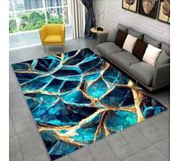 3D Neon Line Game Decorative Rug, Modern Cool Crystal Style Non-Slip Rugs for Teenagers Boys PC Gaming Room,Large Area Rug for Living Room Bedroom E-sports Rooms (Yellow Blue,120 * 180cm)