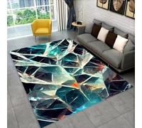 3D Neon Line Game Decorative Rug, Modern Cool Crystal Style Non-Slip Rugs for Teenagers Boys PC Gaming Room,Large Area Rug for Living Room Bedroom E-sports Rooms (Gray Blue,100 * 120cm)