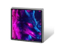 3D Neon Wolf Square Brooch Metal Pin Badges Classic Lapel Pins Jewellery Unisex