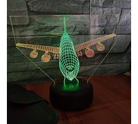 3D Night Lamp, 3D Illusion Night Light 3D Airplane Optical Illusion Night Lights USB Powered 7 Color Changing (Airplane)