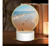 3D Night LED Light Lamp Bases Acrylic Love Lamps Beach footprints Night Light LED Bedside Lamp Acrylic Table Lamps Valentine's Day Thanksgiving Birthday Personalized Gifts for Women Men Couple