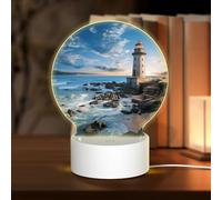 3D Night LED Light Lamp Bases Acrylic Love Lamps Beach Lighthouse Night Light LED Bedside Lamps Acrylic Table Lamp Valentine's Day Thanksgiving Birthday Personalized Gifts for Women Men Couple
