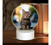 3D Night LED Light Lamp Bases Acrylic Love Lamps Brown tabby kitten Night Light LED Bedside Lamp Acrylic Table Lamps Valentine's Day Thanksgiving Birthday Personalized Gifts for Women Men Couple