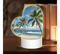 3D Night LED Light Lamp Bases Acrylic Love Lamps Green Palm Trees Ocean Night Light LED Bedside Lamp Acrylic Table Lamps Valentine's Day Thanksgiving Birthday Personalized Gifts for Women Men Couple