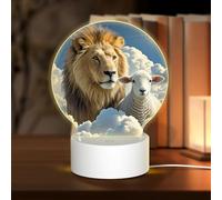 3D Night LED Light Lamp Bases Acrylic Love Lamps Lamb with A Lion Clouds Night Light LED Bedside Lamp Acrylic Table Lamps Valentine's Day Thanksgiving Birthday Personalized Gifts for Women Men Couple