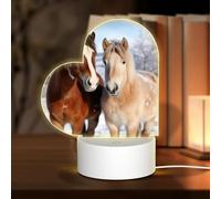 3D Night LED Light Lamp Bases Acrylic Love Lamps Two horses standing in the snow Night Light LED Bedside Lamp Acrylic Table Lamps Thanksgiving Birthday Personalized Gifts for Women Men Couple