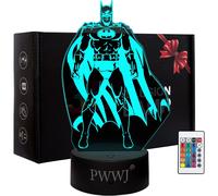 3D Night Light The Batman Toys Bedside Table Desk Illusion Lamp Color Changing LED Acrylic RGB Lights Gifts for Batman Fans, Kid Bedroom Decor, Birthd