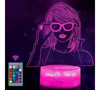 3D Night Light, TS Lamp Illusion LED, Songstress 3D Led Lamp, Decoration for TS Fans, Music Lover, 16 Colors Dimmable LED Illusion Table Lamp with Remote Control and Smart Touch [Energy Class G]