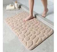 3D Non Slip Bathroom Mat Cobblestone Embossed Bath Mats Absorbent Doormat Carpet Door Floor Mats Machine Washable Quick Drying(Apricot/Beige - Colour as per photo, 40cmx60cm)