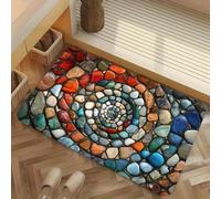 3d Non-slip Super Absorbent Diatomaceous Earth Bathroom Mat, Colorful Pebbles Spiral Pattern, Suitable for Bathroom, Kitchen
