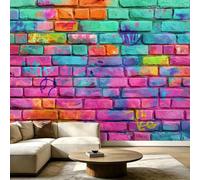 3D Non-Woven Wall Mural, Brick Wall Graffiti Texture Wallpaper, Custom Panoramic Photo Wall Decor, Modernist Watercolour Design for Living Room Kitchen Bedroom 200x140cm (WxH)