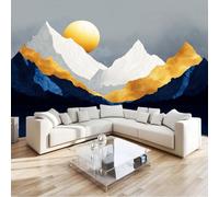 3D Non-Woven Wall Mural Photo Wallpaper Abstract Mountain Marble 250 x 175 cm Photo Wallpaper Mural, Premium Art Print Decor for Living Room Kids' Bedroom & Home Interiors, Grey