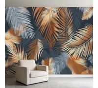 3D Non-Woven Wall Mural Photo Wallpaper Simple Palm Leaf Texture Pattern 450 x 280 cm Photo Wallpaper Mural, Premium Art Print Decor for Living Room Kids' Bedroom & Home Interiors, Grey