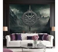 3D Nordic Style Runes Wall Mural Wallpaper Non-Woven for Living Room, Bedroom, Children's Room - Large Photo Wallpaper for Tv Background,Dining Room Runes of The Mountains 350 X 256 Cm