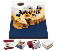 3D Notepad, 2026 Desk Calendar 3D Memo Pad Paper with Light and Pen Holder 3D Magic Castle Weekly Calendar Notepad, Paper Sculpture, Carving Tearable Creative Memo Calendar for Decoration